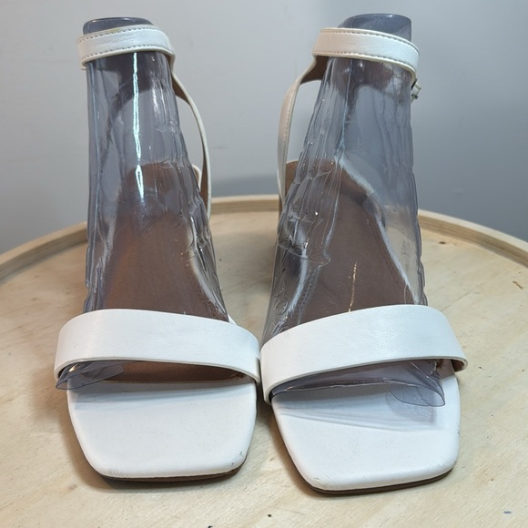 White ASOS Square Toe Ankle Strap Block Heel Sandals Size 7 - Picture 3 of 9